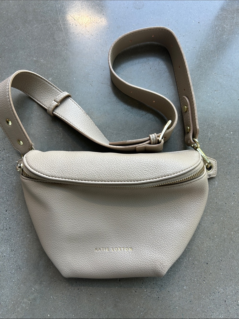 Katie Loxton- Leather Crossbody Belt Bag in Taupe